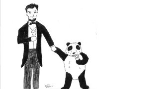 Abe Lincoln Enjoys Some Ice Cream With A Panda